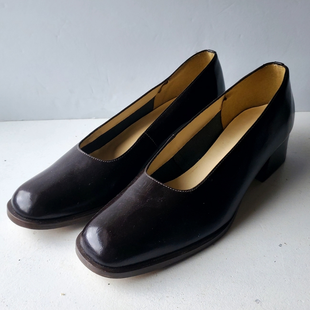 DETAILS Brown Leather Pump Shoes Size 7.5.